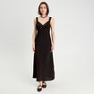 Robe longue évasée noir femme