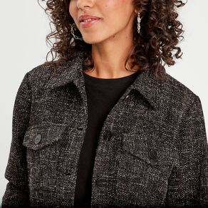 veste boutonnee tweed noir femme Veste boutonnée tweed noir femme