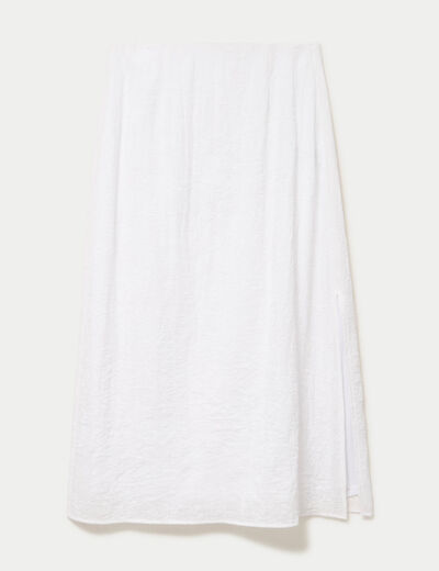 Jupe longue &eacute;vas&eacute;e pliss&eacute;e blanc femme