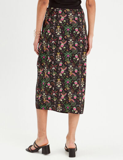 Jupe droite fendue noir femme