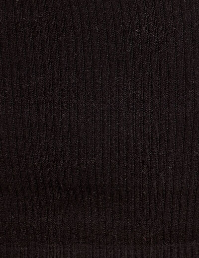 Débardeur cropped côtelé noir femme