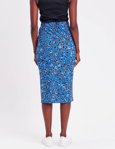 Jupe moulante drapée bleu femme