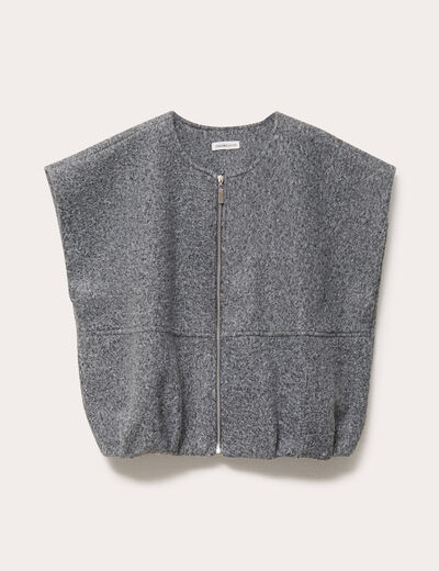 Veste oversize sans manches col rond gris clair femme