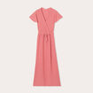 Robe longue évasée cache-coeur vieux rose femme