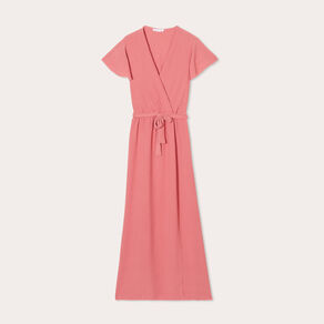 robe longue evasee cache coeur vieux rose femme Robe longue évasée cache-coeur vieux rose femme