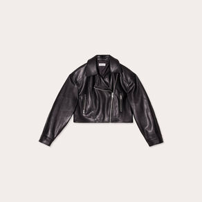 Veste simili cuir zippée noir femme