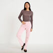 Pantalon droit en velours rose clair femme