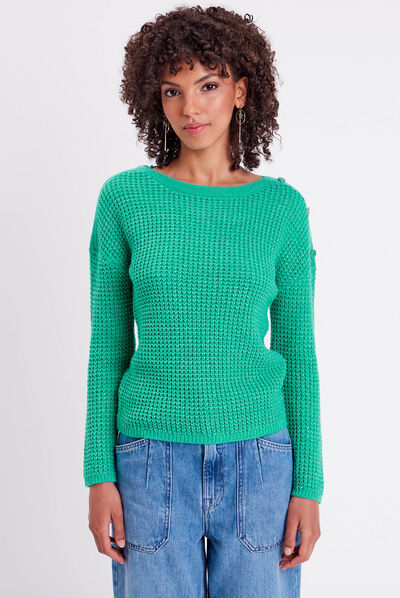 Pull manches longues vert femme