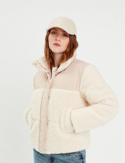 Doudoune effet polaire ecru femme