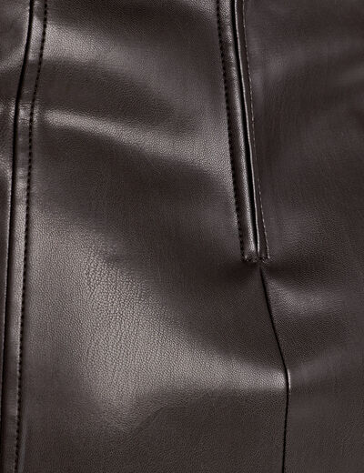 Jupe trapèze simili cuir noir femme