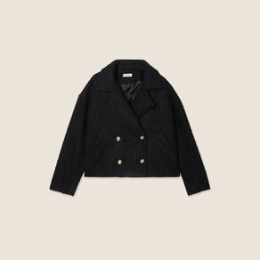 Caban court boutonné noir femme