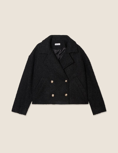 Caban court boutonné noir femme