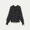 Blouse droite voile manches longues noir femme