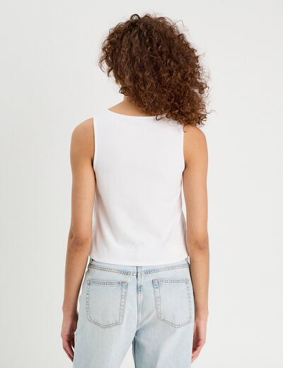Débardeur dentelle macramé blanc femme