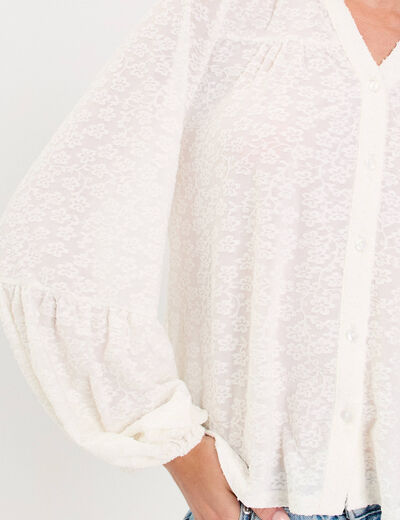 Blouse manches longues ecru femme