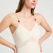 Robe longue évasée ajourée ecru femme