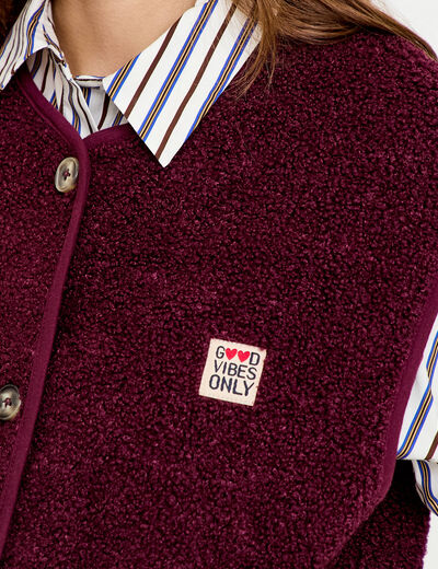 Veste sans manches fausse fourrure prune femme