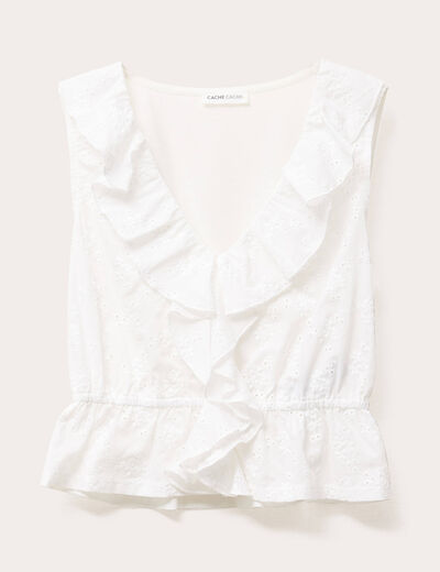 Blouse sans manches ecru femme