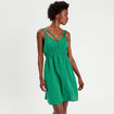 Robe évasée fluide plumetis vert femme