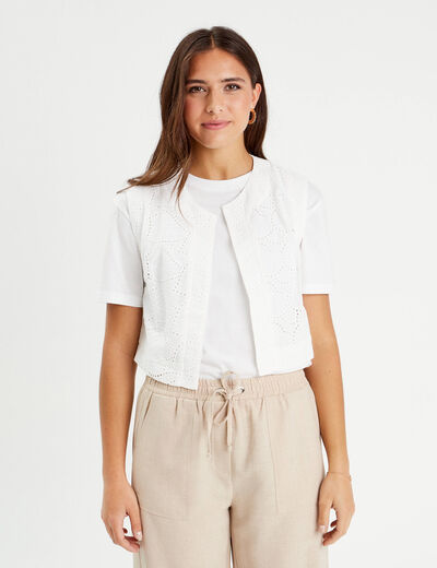 Gilet sans manches ecru femme