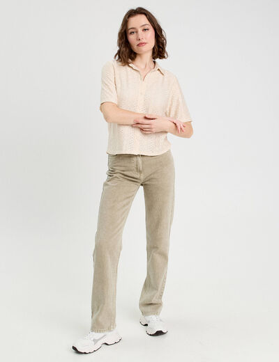 Chemise ajourée ecru femme