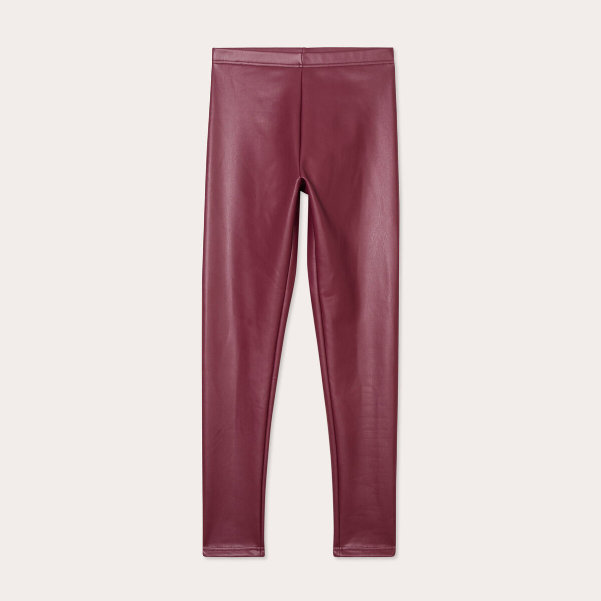 Legging simili cuir marron femme