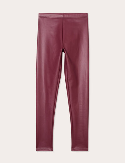 Legging simili cuir marron femme
