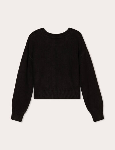 Gilet manches longues noué noir femme