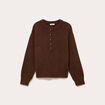 Pull col rond boutonn&eacute; marron femme