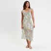 Robe longue évasée volants blanc femme