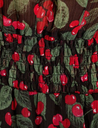 Robe évasée à volants noir femme