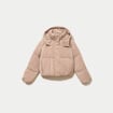 Doudoune r&eacute;versible courte velours beige femme