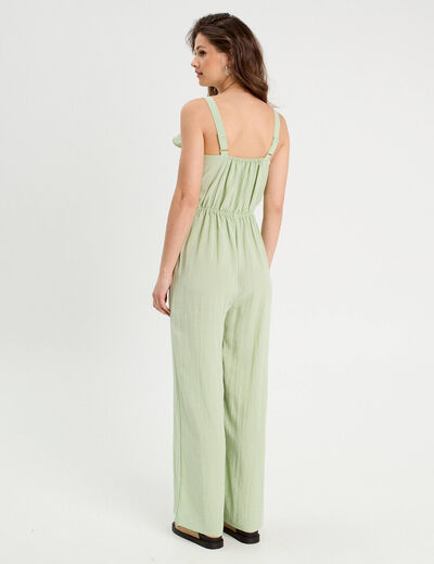Combinaison pantalon volants vert clair femme