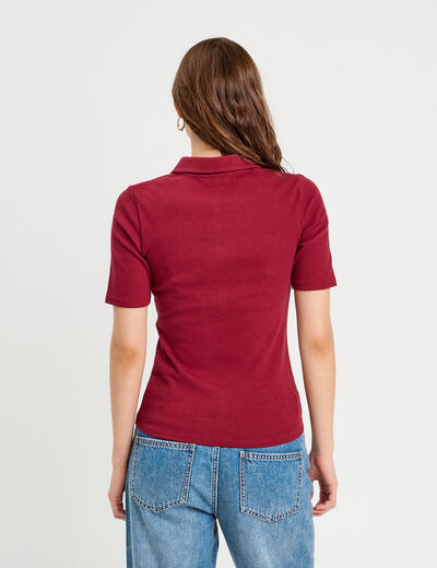 Polo manches courtes rouge foncé femme