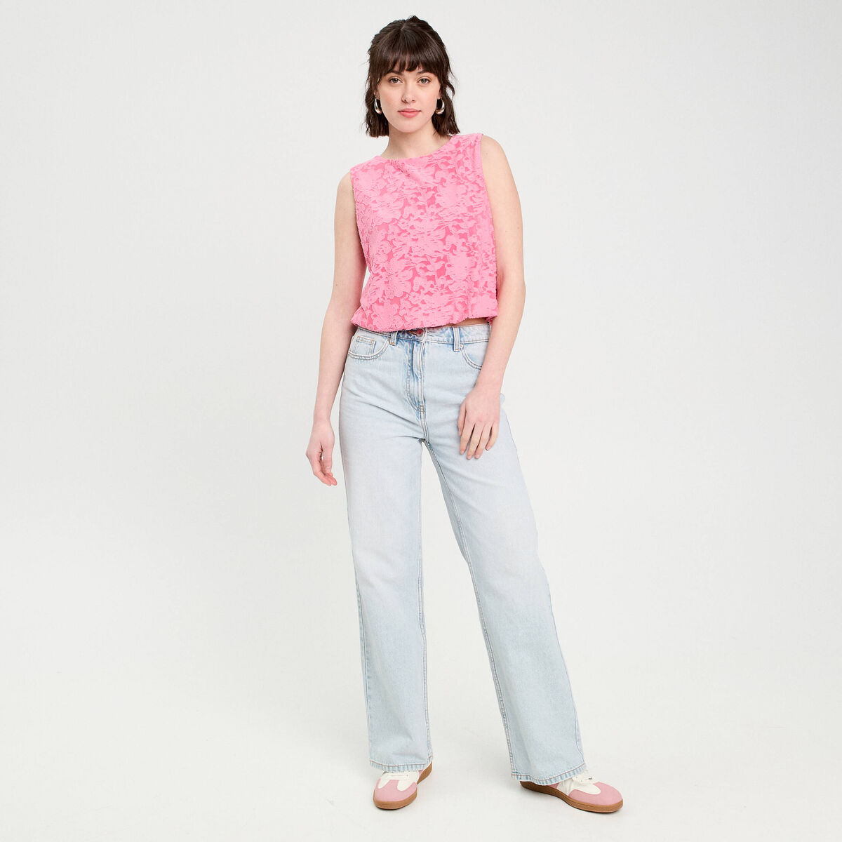 Top sans manches rose femme