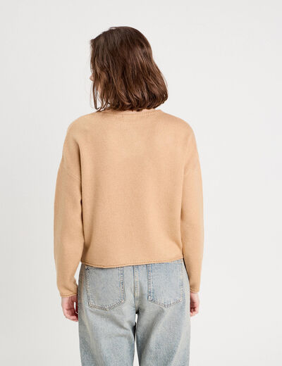 Pull manches longues beige femme
