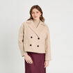 Caban court boutonné beige femme