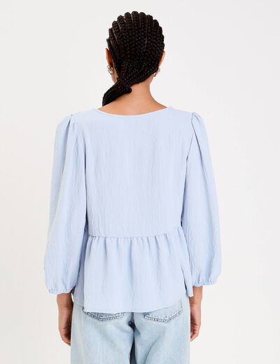 Blouse col claudine denim snow gris femme