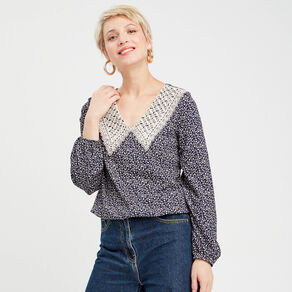 Blouse manches longues noir femme
