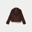 Trench droit manches longues aspect daim marron chocolat femme