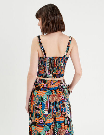 Bustier cropped bretelles noir femme