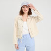 Veste droite col montant ecru femme