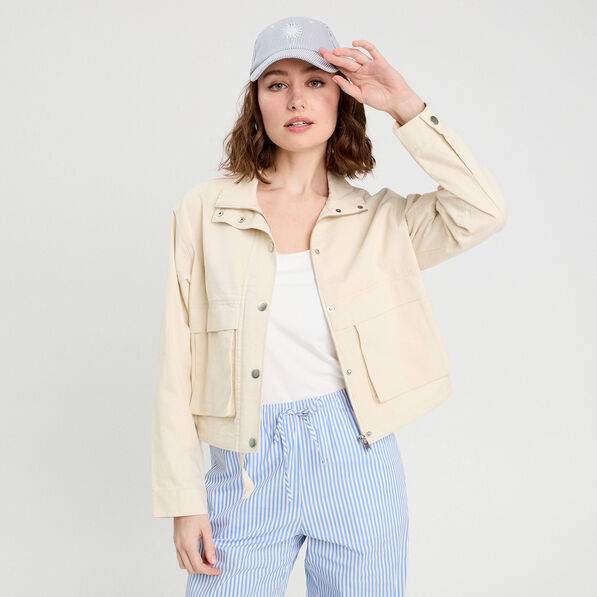 veste droite col montant ecru femme Veste droite col montant ecru femme