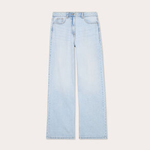 Jeans large 5 poches denim bleach femme