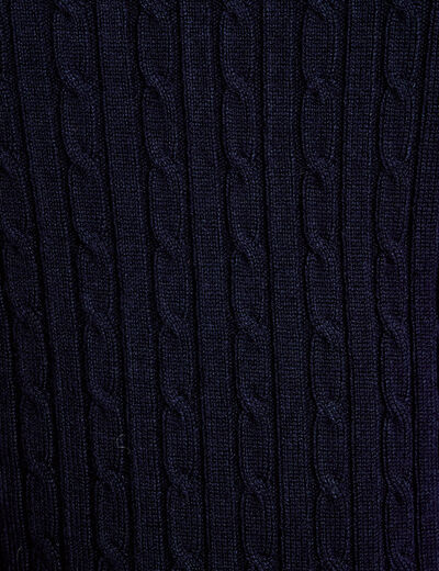 Pull col montant torsades bleu marine femme