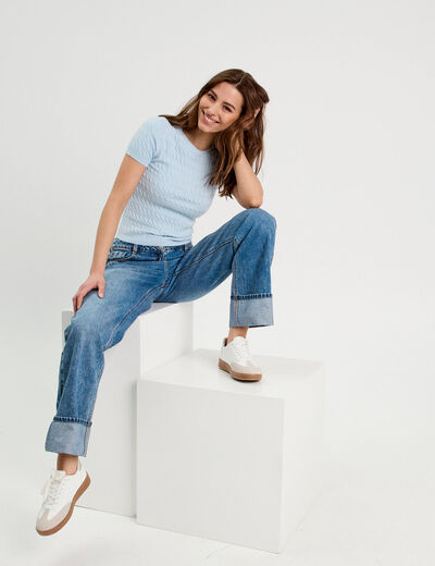 T-shirt manches courtes bleu pastel femme