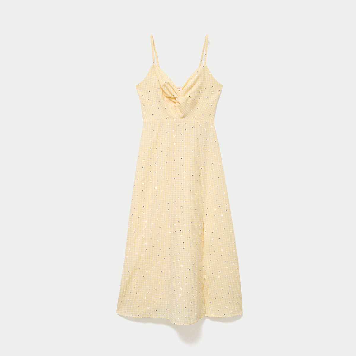 Robe &eacute;vas&eacute;e 3/4 &agrave; fines bretelles jaune clair femme