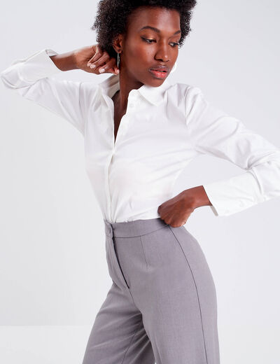 Chemise manches longues ecru femme