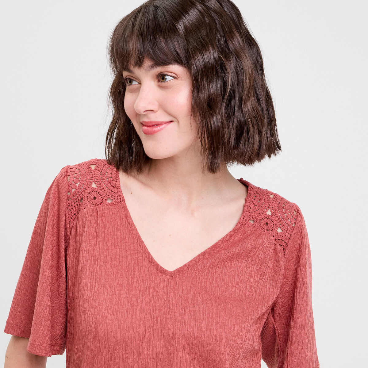 T-shirt manches courtes vieux rose femme