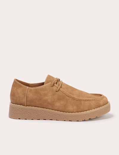 Chaussures aspect daim camel femme